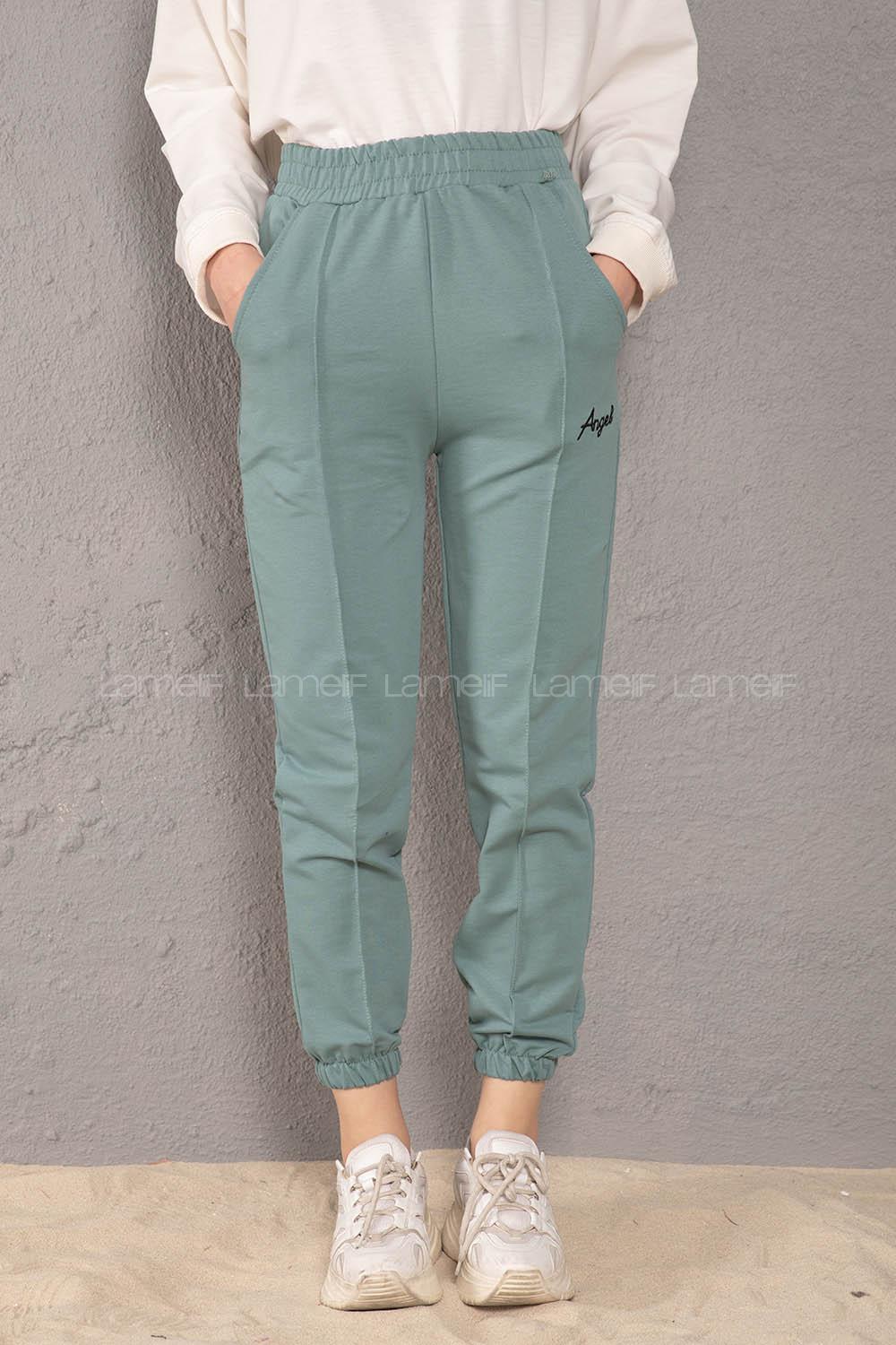 Modalamelif Beli Lastikli Angel Nakışlı Eşofman Mint Yeşili