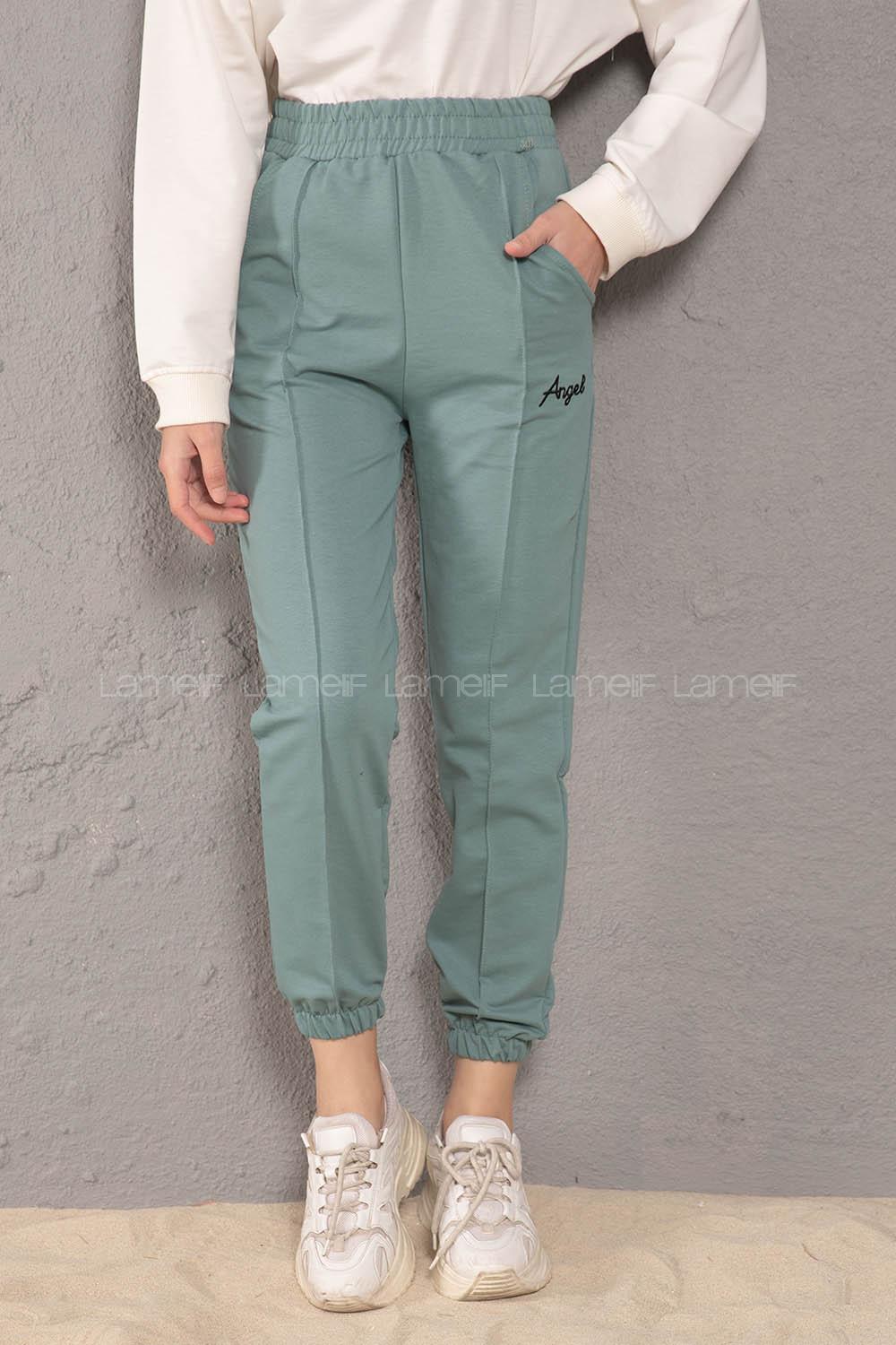 Modalamelif Beli Lastikli Angel Nakışlı Eşofman Mint Yeşili