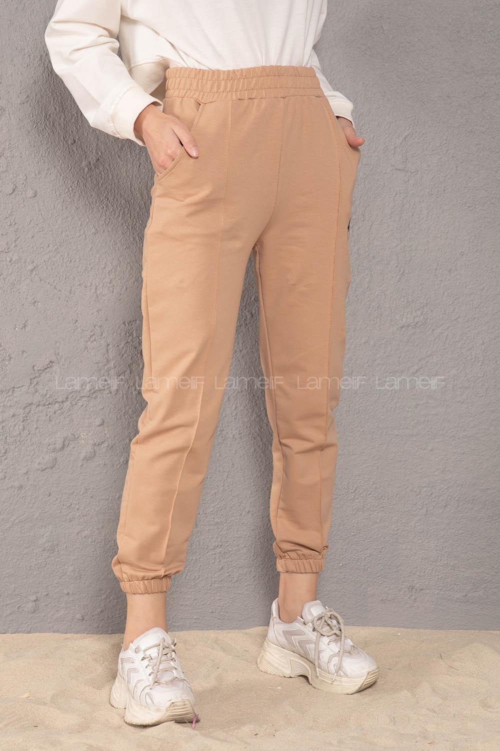 Modalamelif Beli Lastikli Angel Nakışlı Eşofman Sütlü Kahve