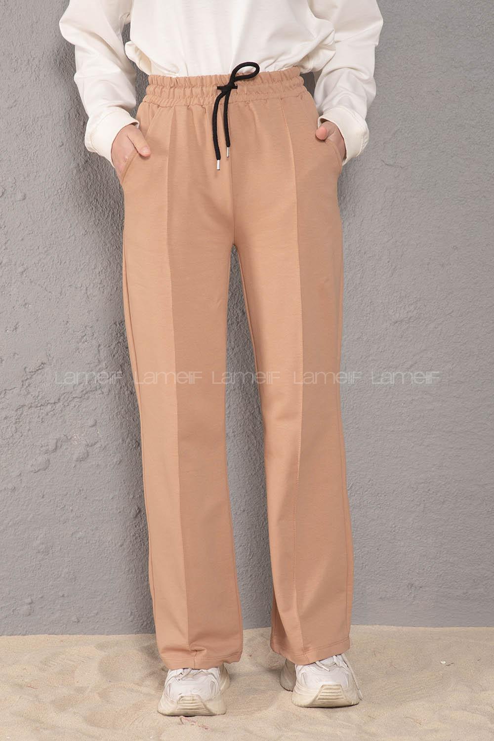 Modalamelif Beli Lastikli Bol Paça Eşofman Bej