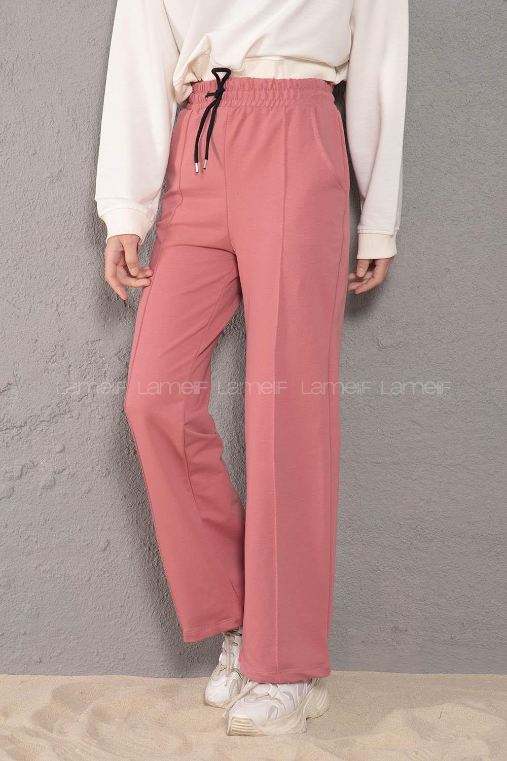 Modalamelif Beli Lastikli Bol Paça Eşofman Gül