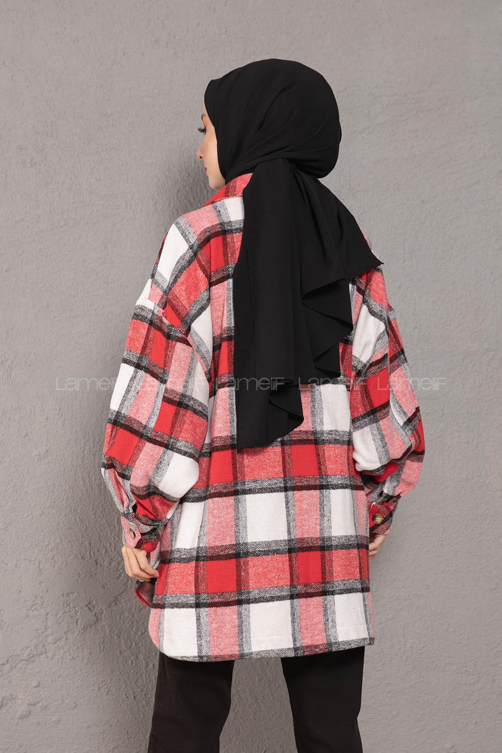 Modalamelif Çift Cepli Ekose Desen Gömlek Kırmızı