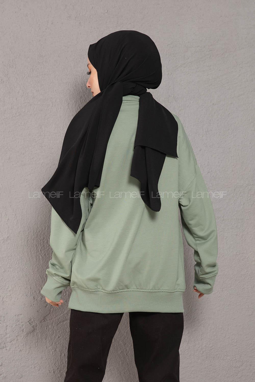 Modalamelif Crab s Yazı Baskılı Sweatshirt Çağla Yeşili