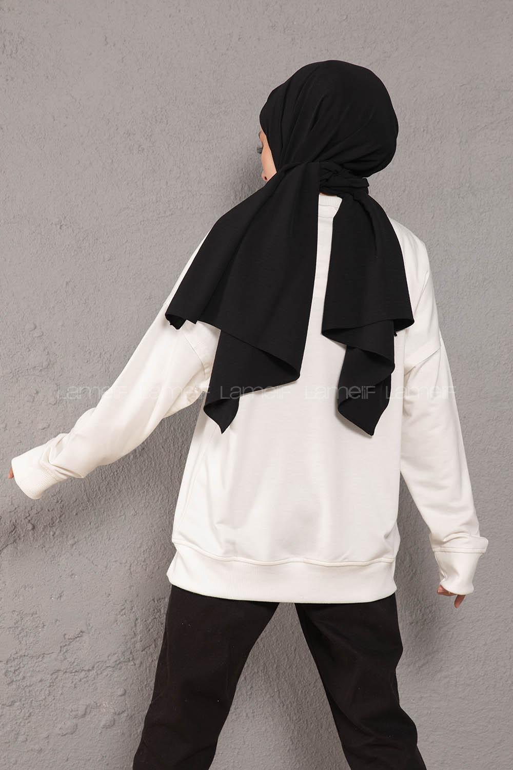 Modalamelif Crab s Yazı Baskılı Sweatshirt Ekru