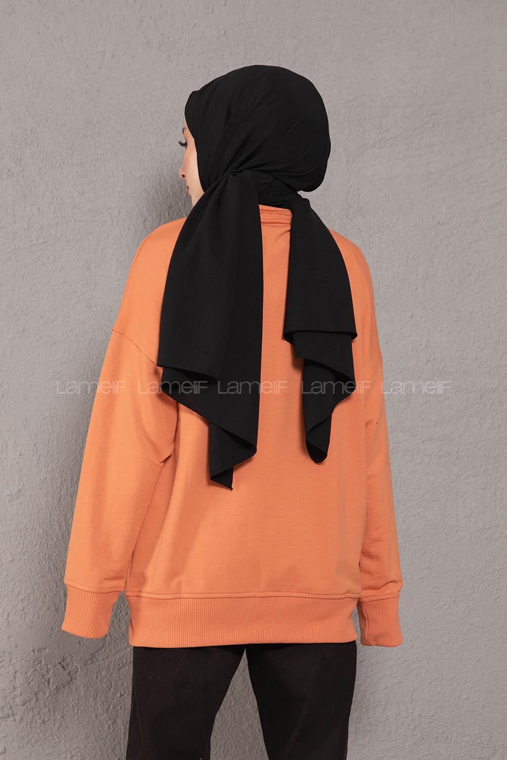 Modalamelif Crab s Yazı Baskılı Sweatshirt Oranj