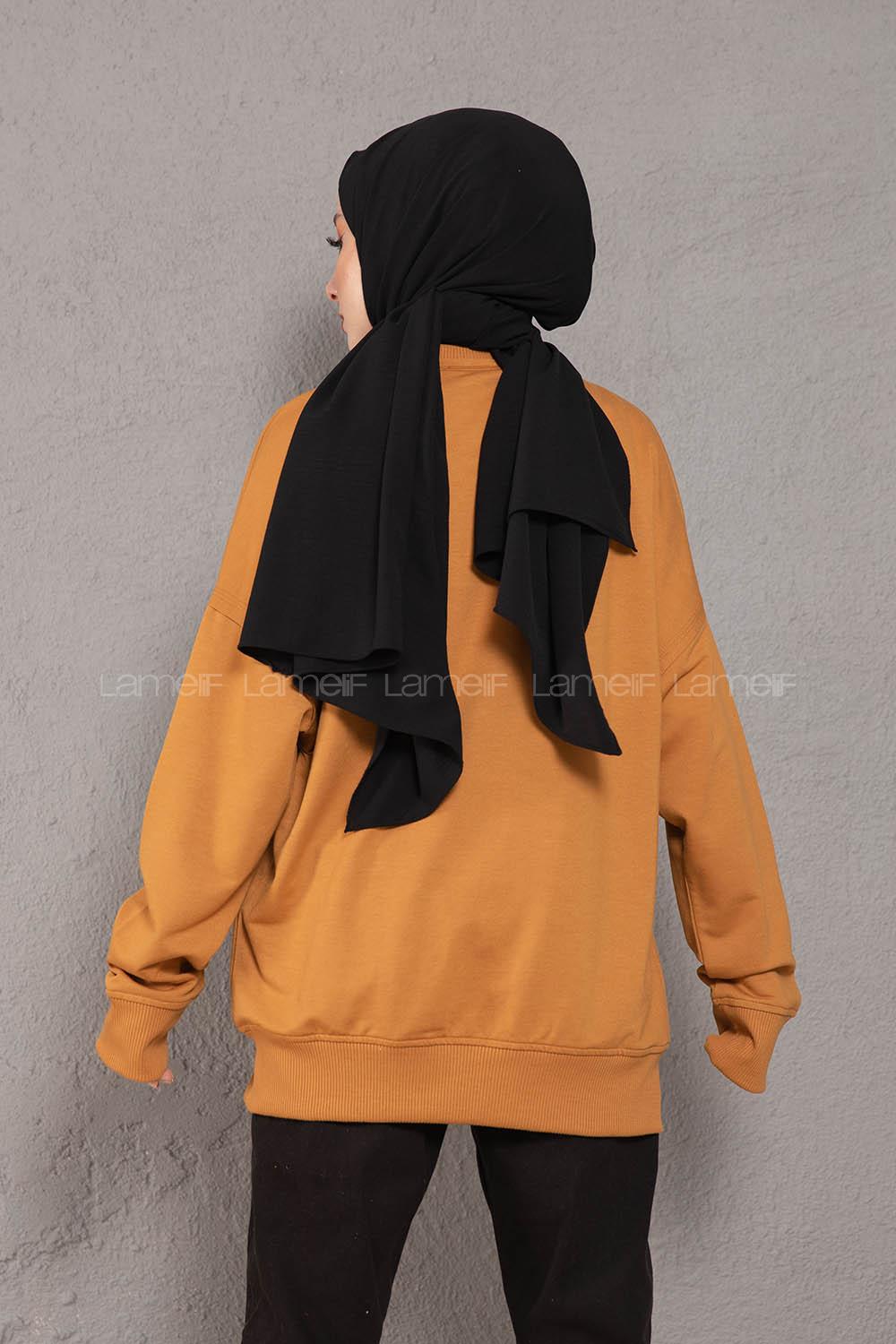 Modalamelif Crab s Yazı Baskılı Sweatshirt Taba