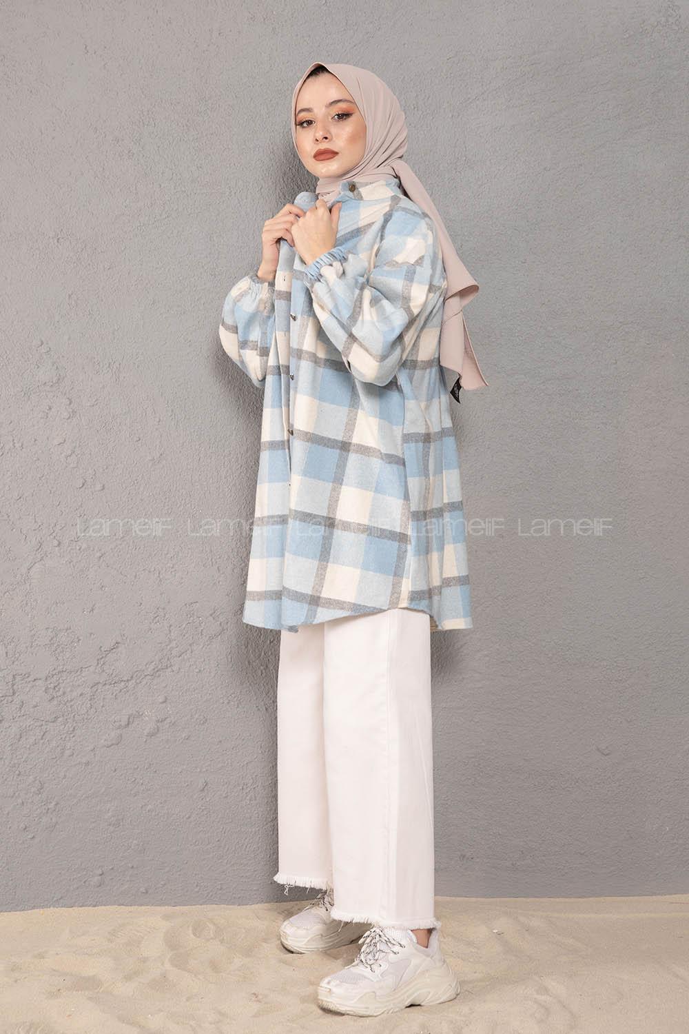 Modalamelif Hakim Yaka Ekose Desen Gömlek Bebe Mavisi