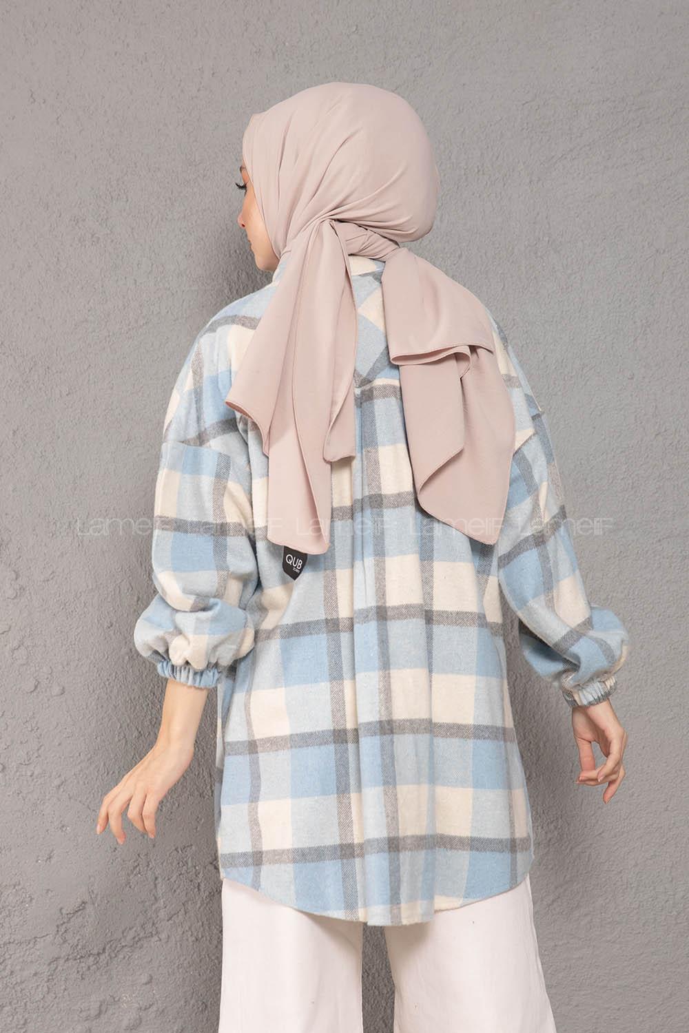 Modalamelif Hakim Yaka Ekose Desen Gömlek Bebe Mavisi