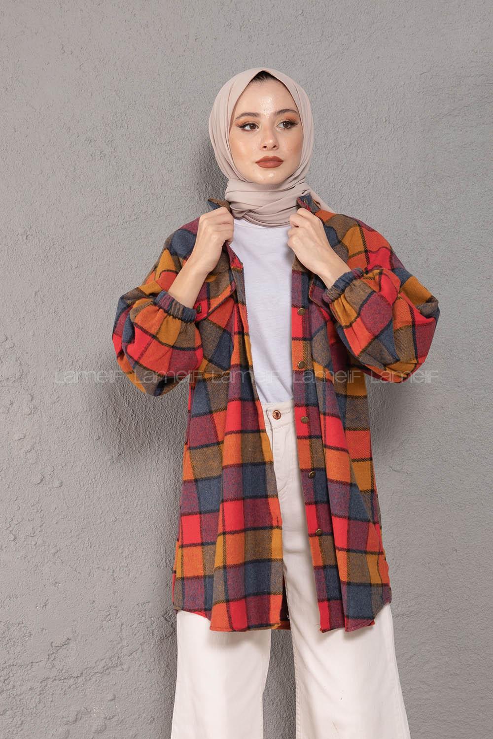 Modalamelif Hakim Yaka Ekose Desen Gömlek Hardal