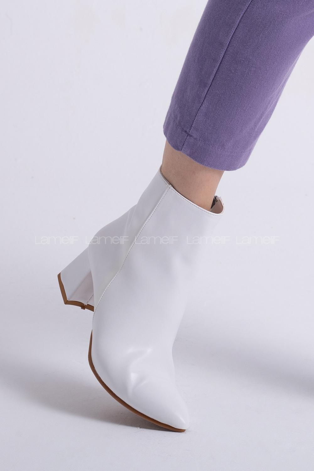 Modalamelif Küt Burun Dikişli Beyaz Bot