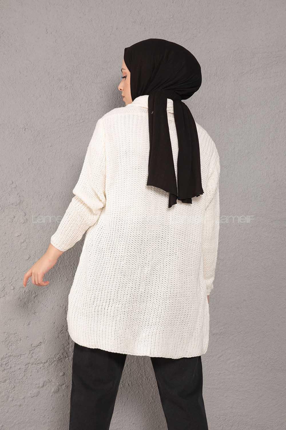 Modalamelif Şal Yaka Triko Hırka Ekru