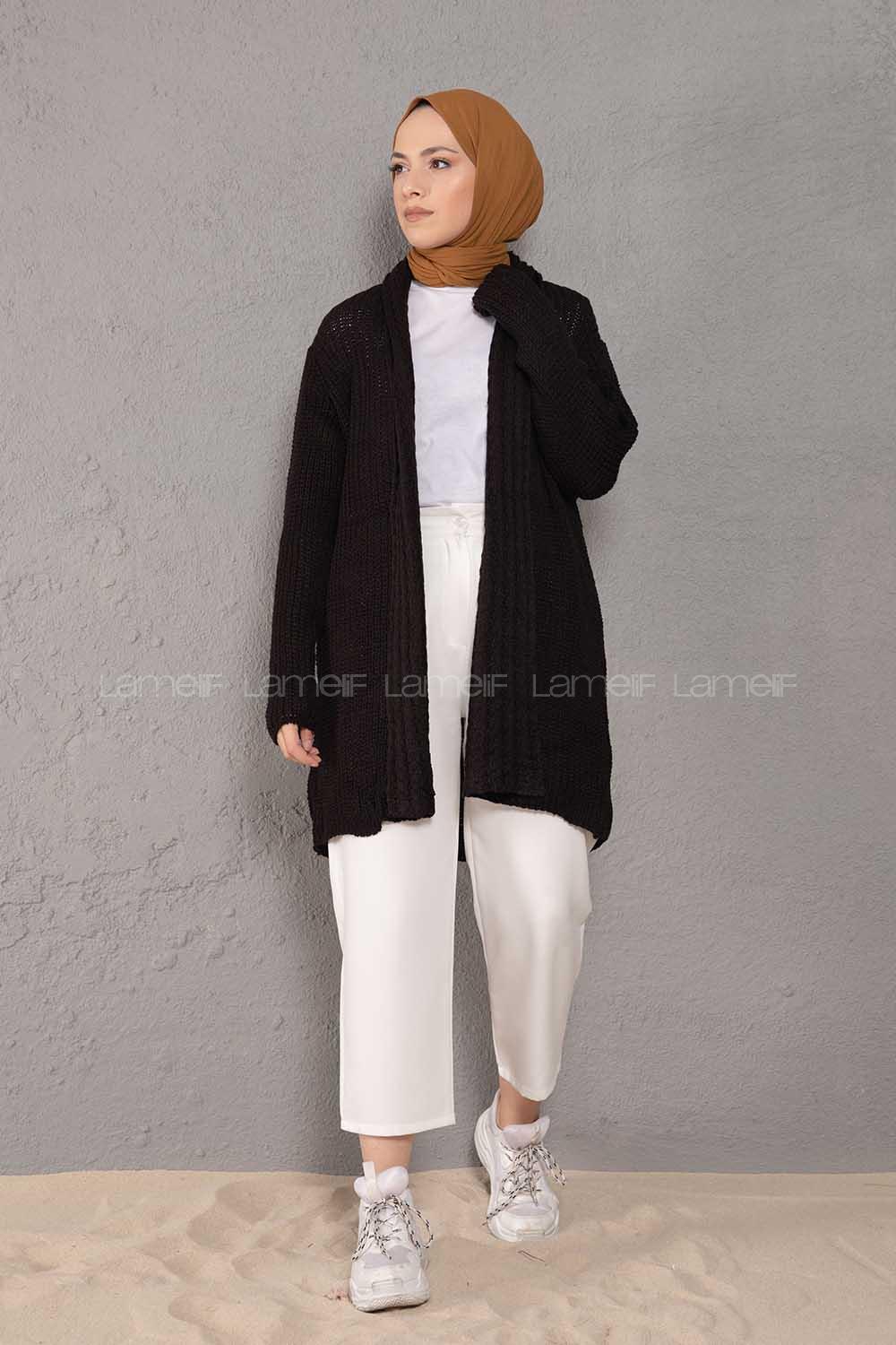 Modalamelif Şal Yaka Triko Hırka Siyah