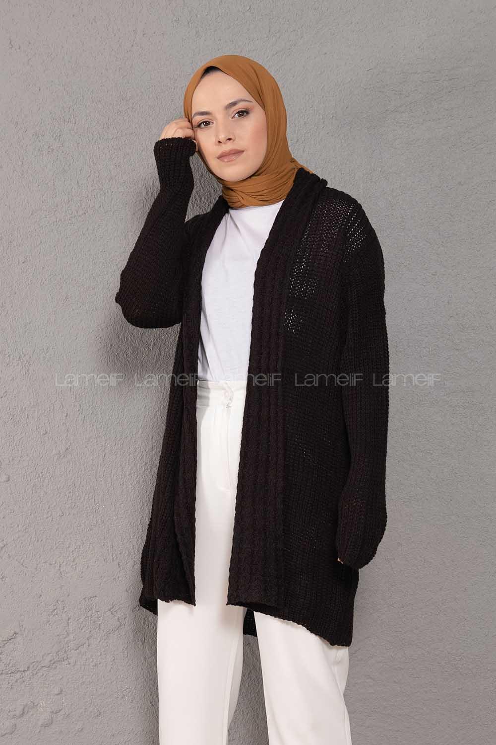 Modalamelif Şal Yaka Triko Hırka Siyah