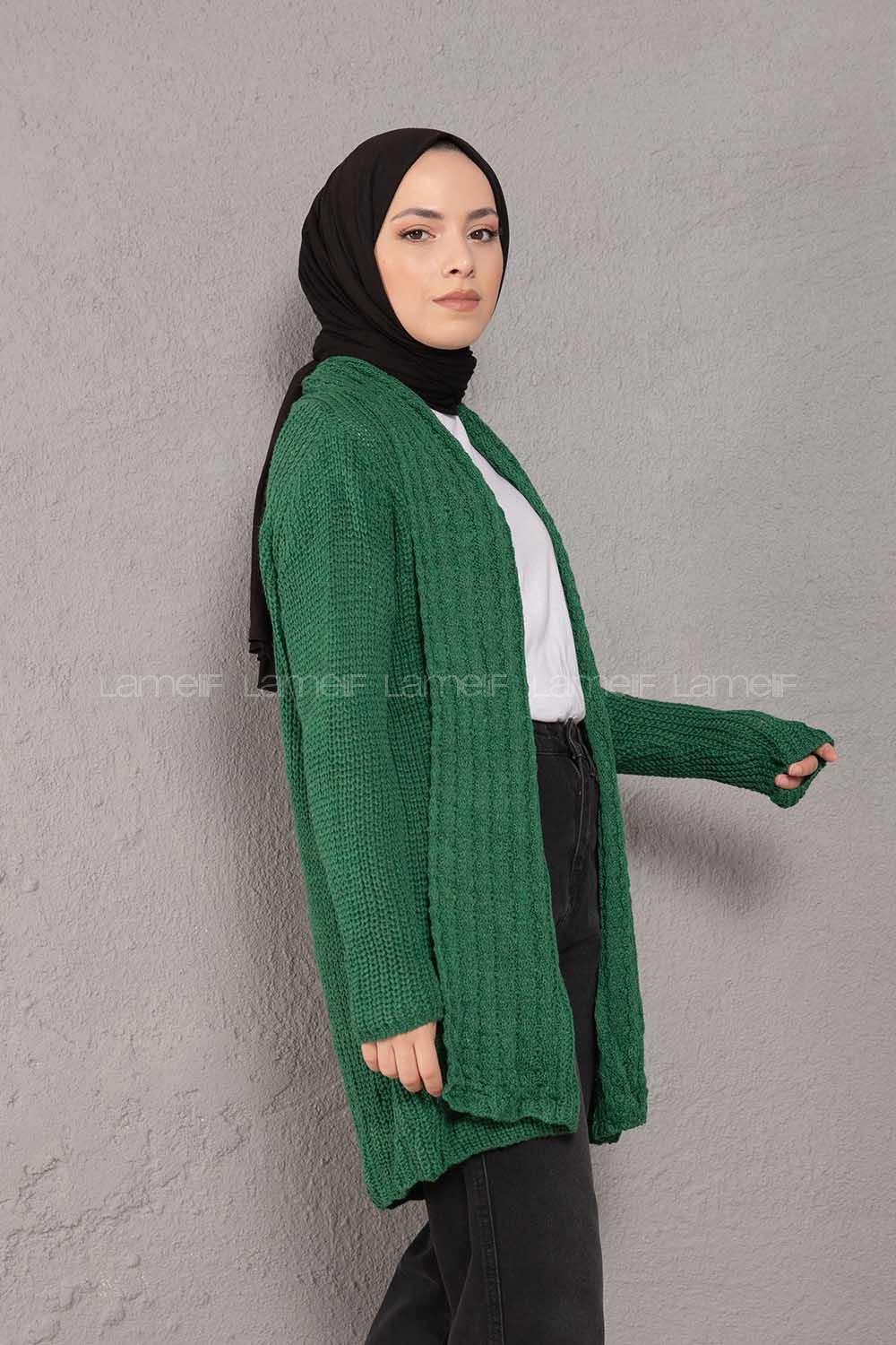 Modalamelif Şal Yaka Triko Hırka Yeşil