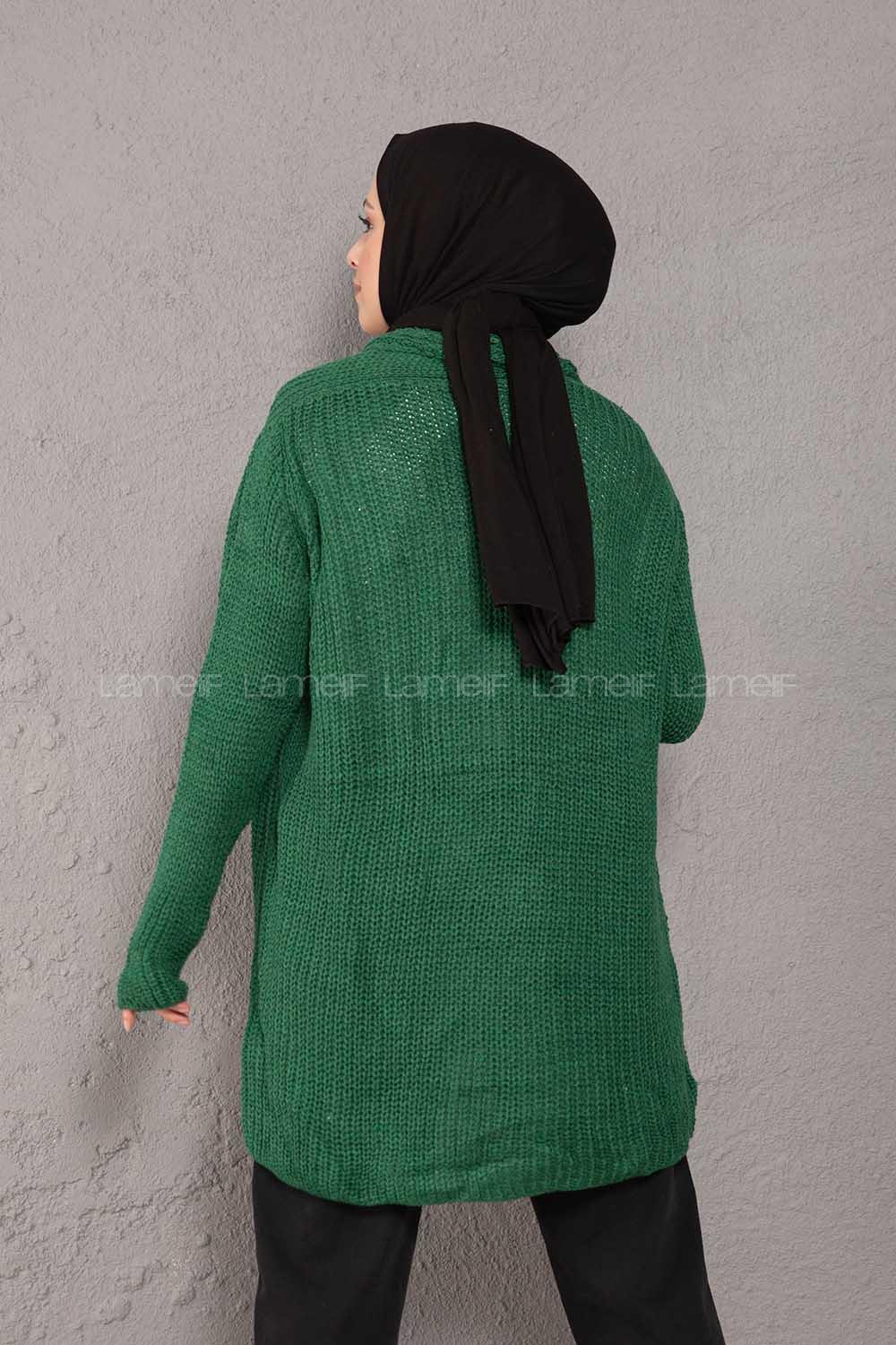 Modalamelif Şal Yaka Triko Hırka Yeşil
