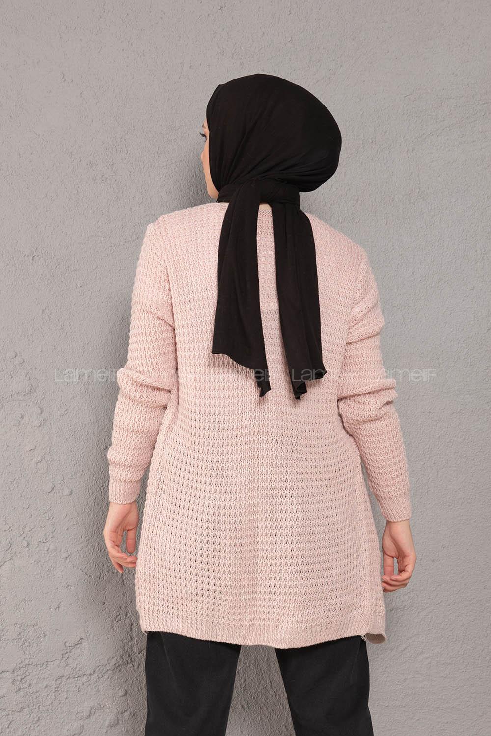 Modalamelif Selanik Cepli Triko Hırka Pudra