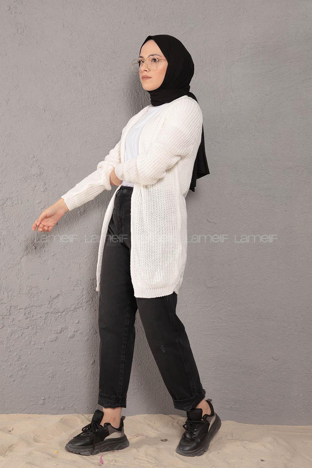 Modalamelif Selanik Cepsiz Triko Hırka Ekru