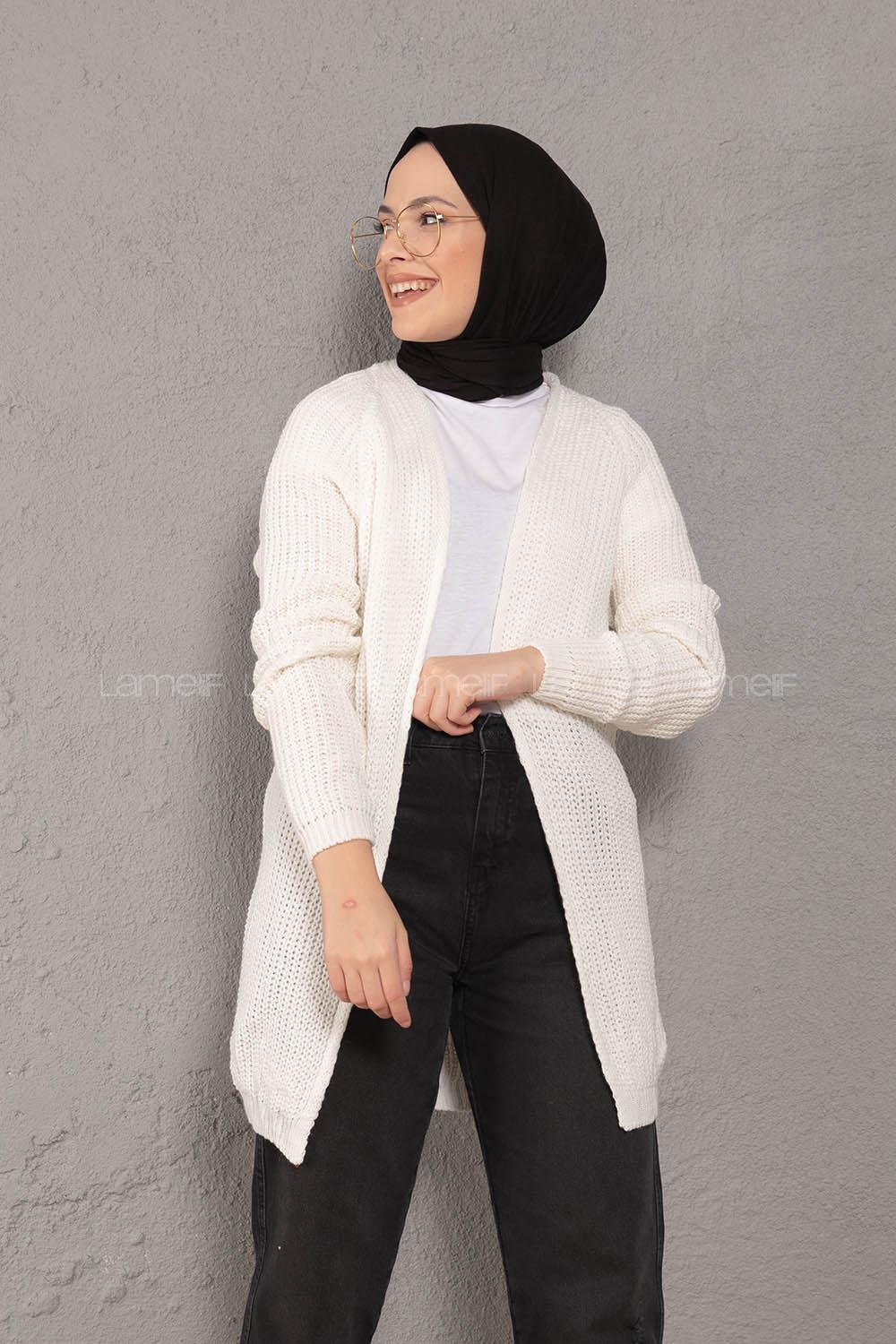 Modalamelif Selanik Cepsiz Triko Hırka Ekru