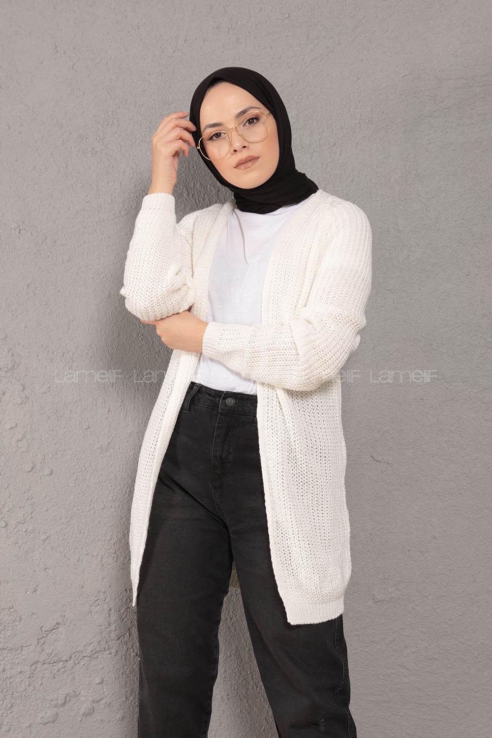 Modalamelif Selanik Cepsiz Triko Hırka Ekru