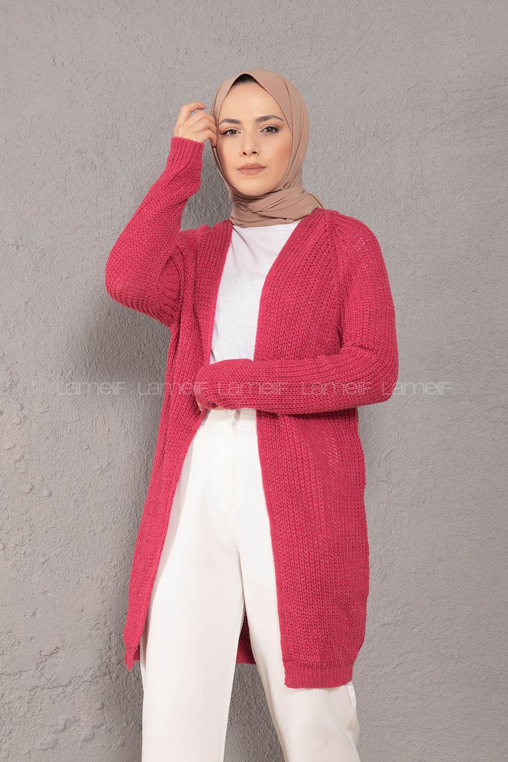 Modalamelif Selanik Cepsiz Triko Hırka Fuşya