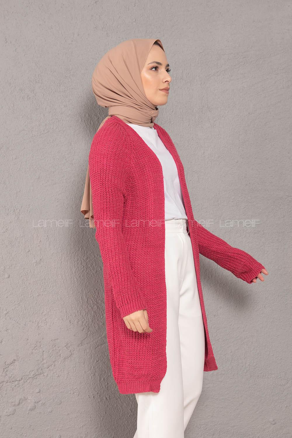 Modalamelif Selanik Cepsiz Triko Hırka Fuşya