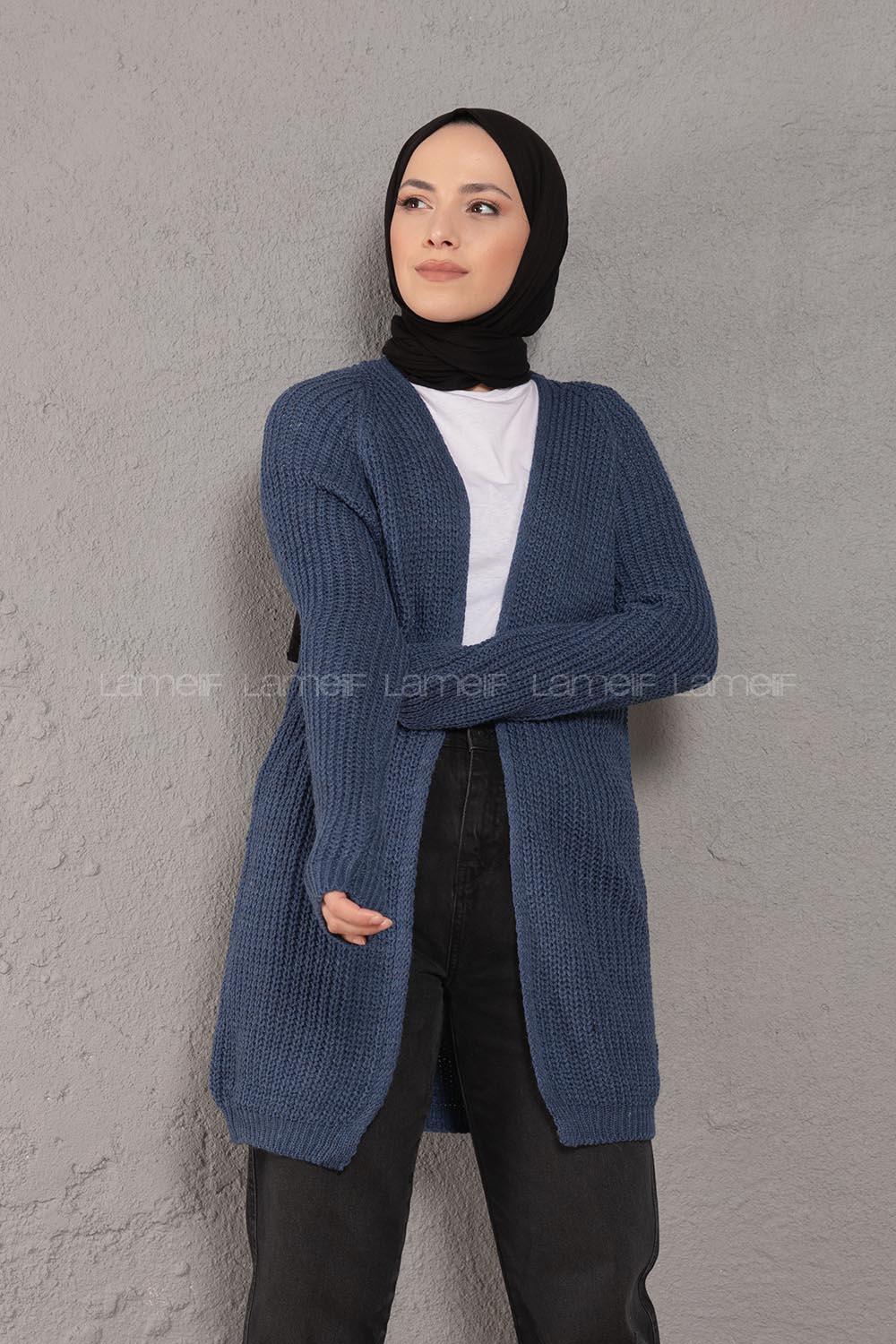 Modalamelif Selanik Cepsiz Triko Hırka İndigo