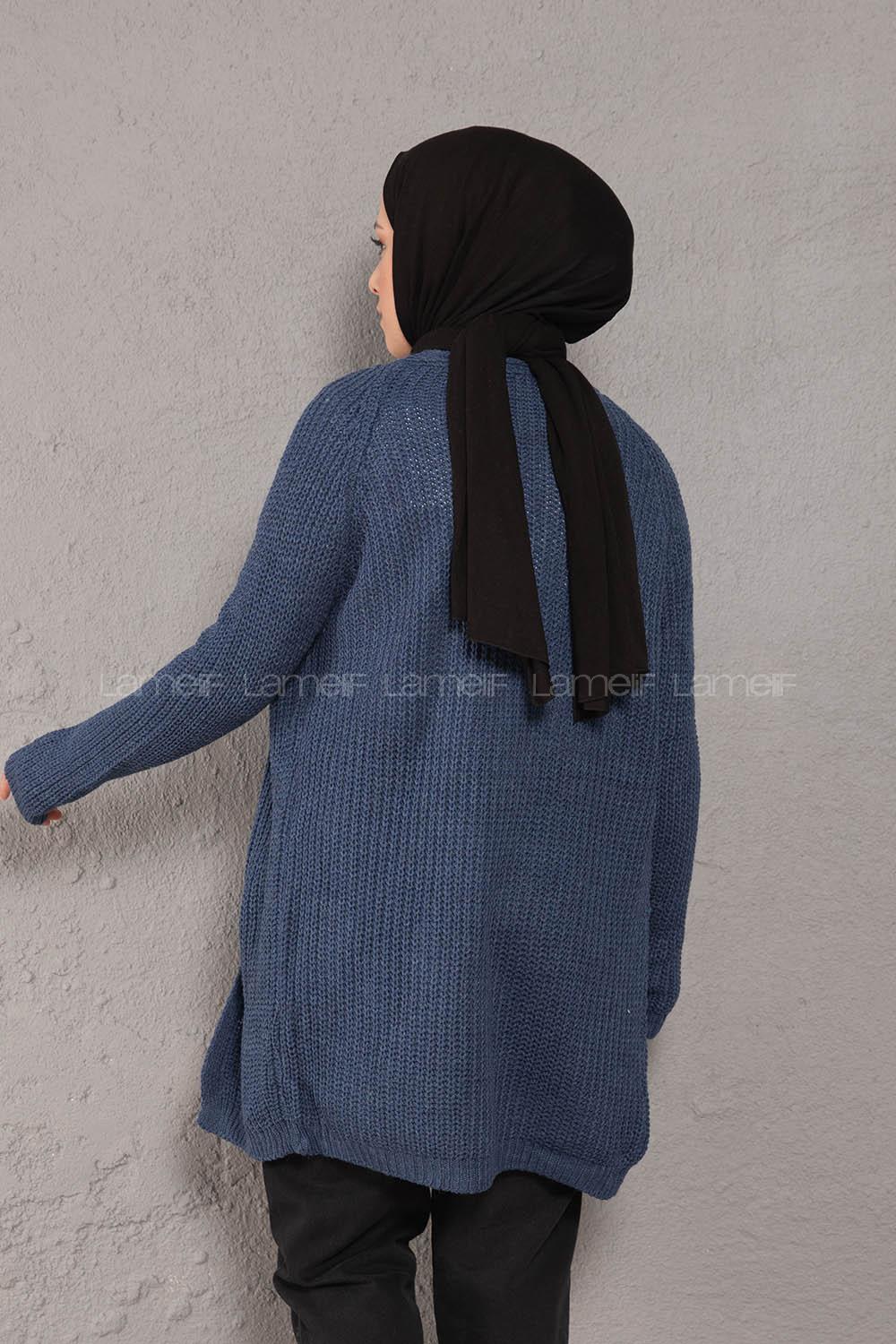 Modalamelif Selanik Cepsiz Triko Hırka İndigo