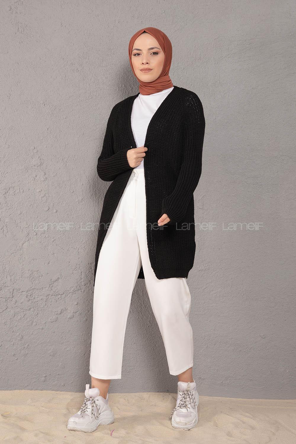 Modalamelif Selanik Cepsiz Triko Hırka Siyah