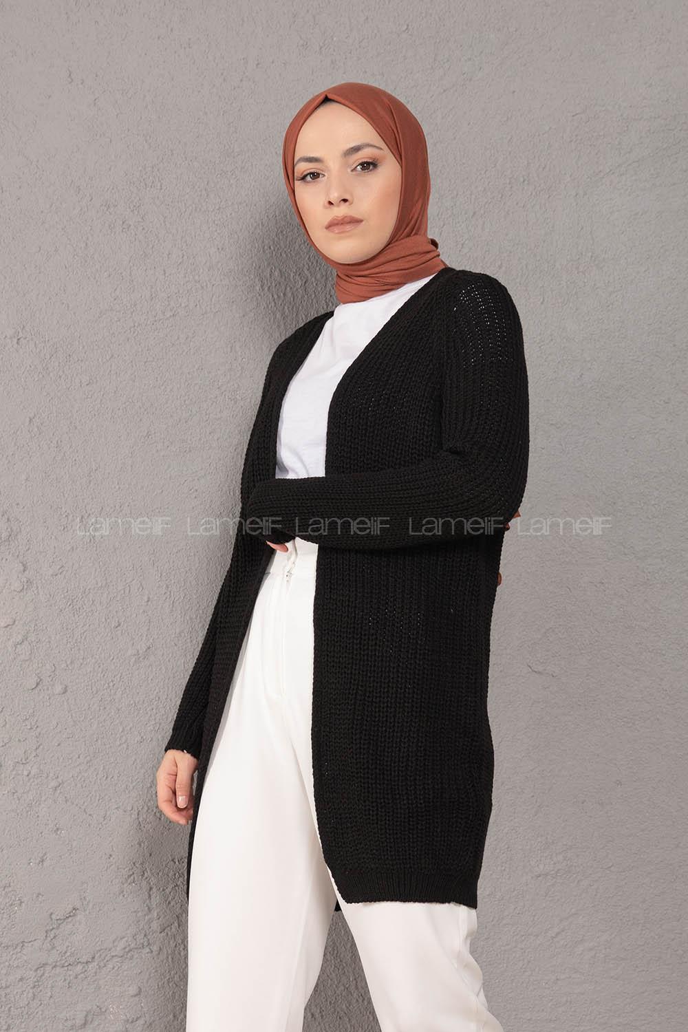 Modalamelif Selanik Cepsiz Triko Hırka Siyah