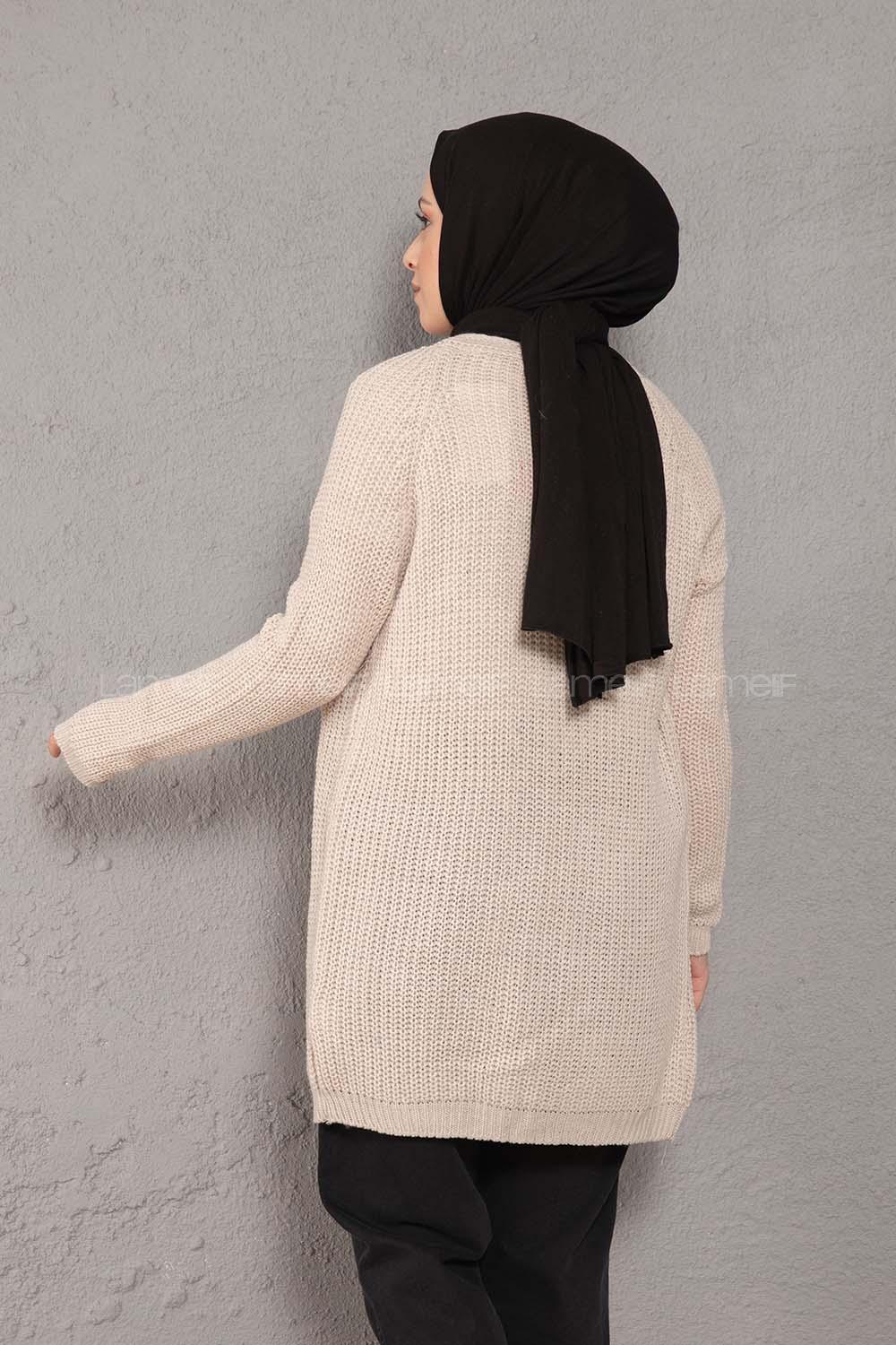 Modalamelif Selanik Cepsiz Triko Hırka Taş Rengi