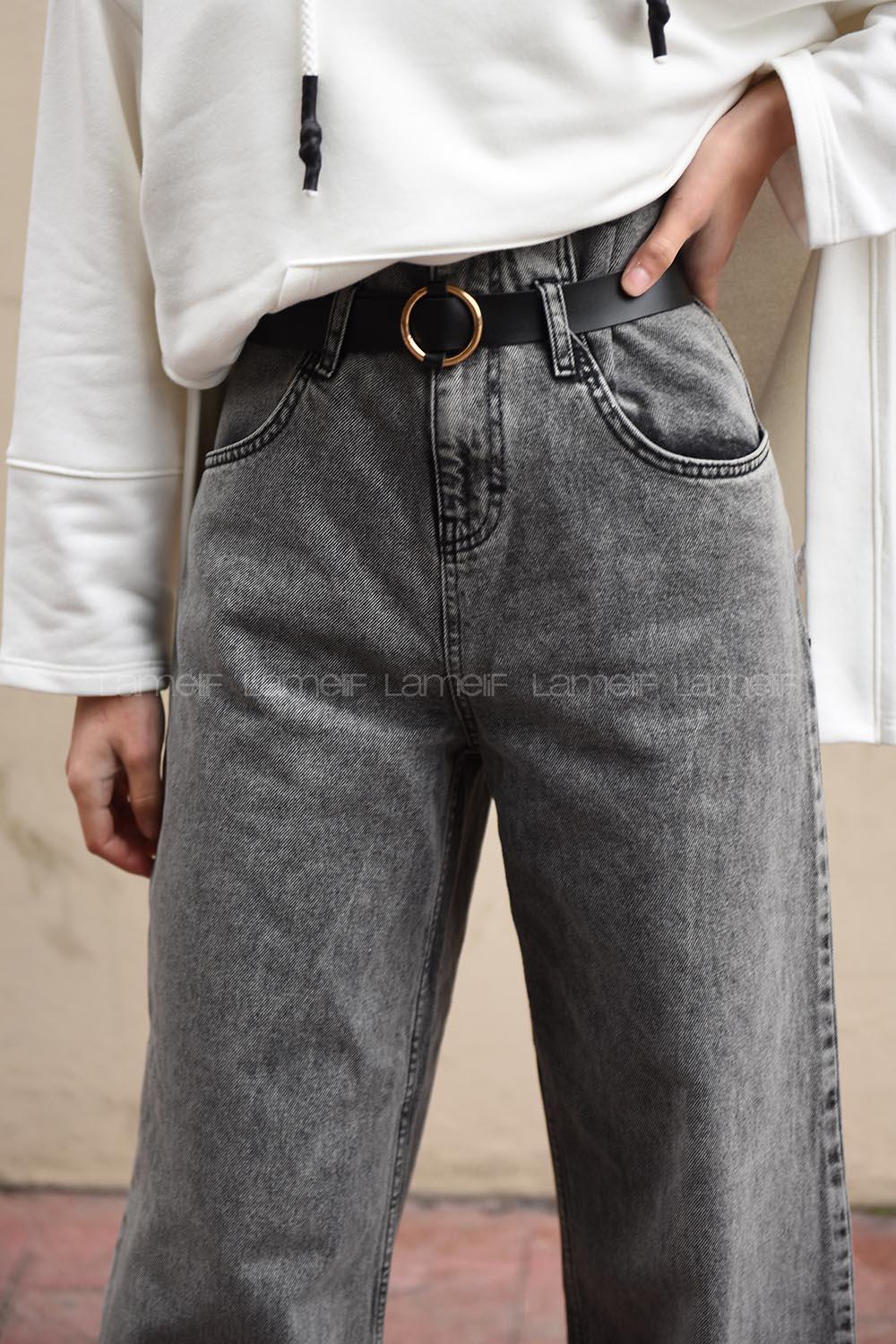 Modalamelif Bel Ve Paça Püsküllü Kemerli Kot Pantolon Antrasit