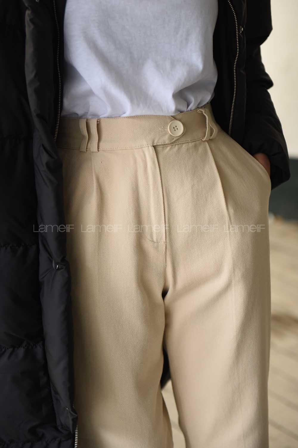 Modalamelif Duble Paça Kot Pantolon Taş Rengi