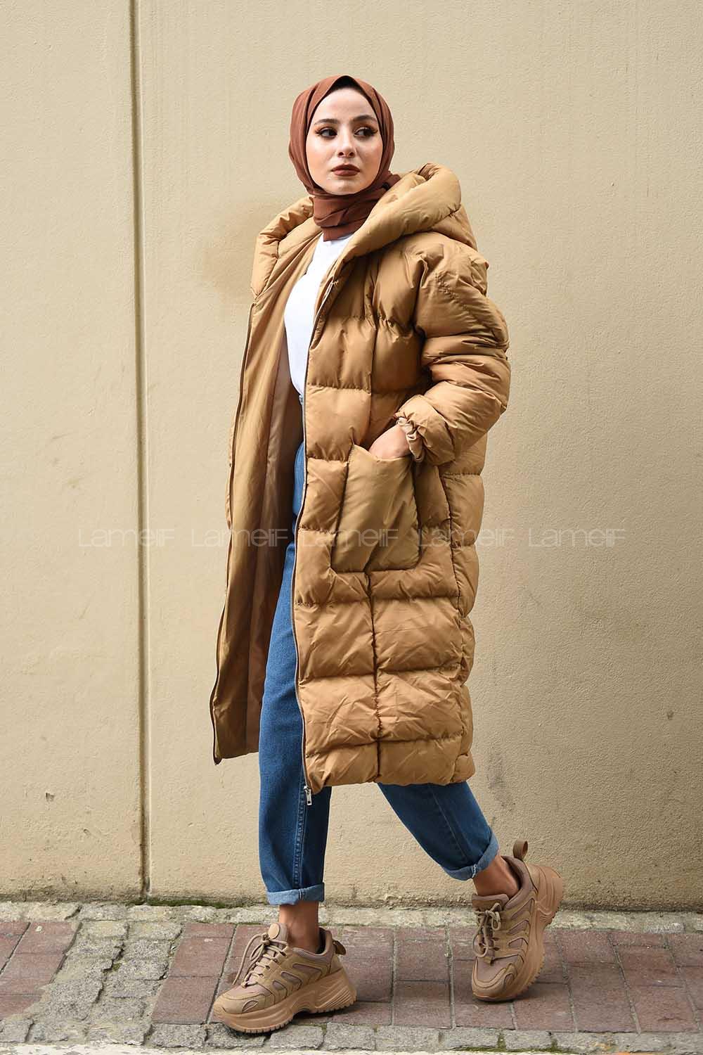 Modalamelif Körük Cepli Şişme Mont Camel