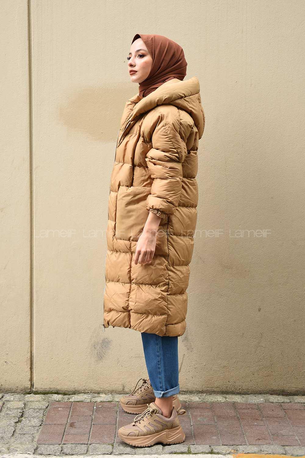 Modalamelif Körük Cepli Şişme Mont Camel