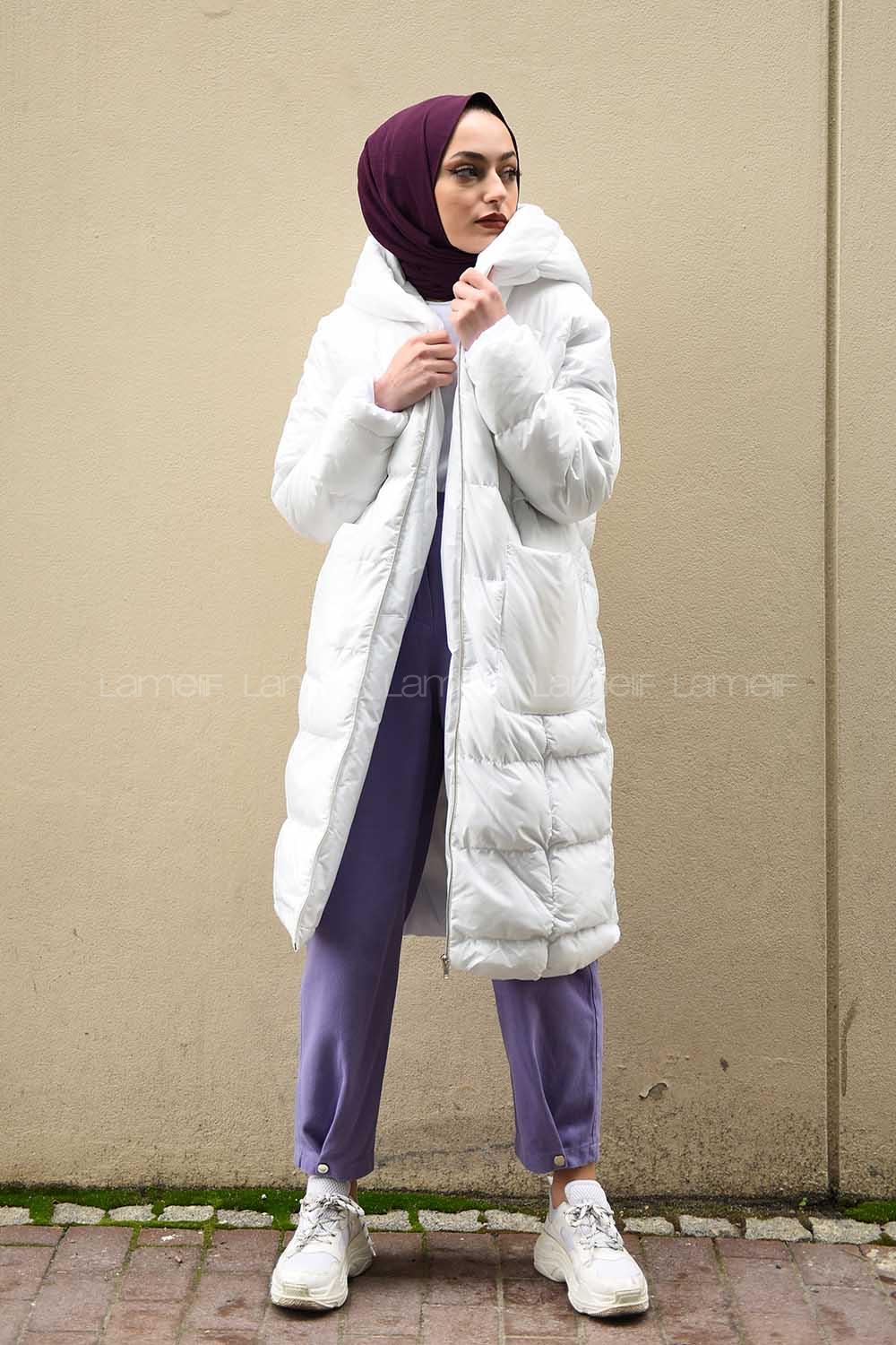 Modalamelif Körük Cepli Şişme Mont Ekru