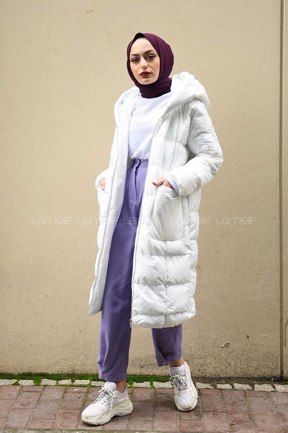 Modalamelif Körük Cepli Şişme Mont Ekru