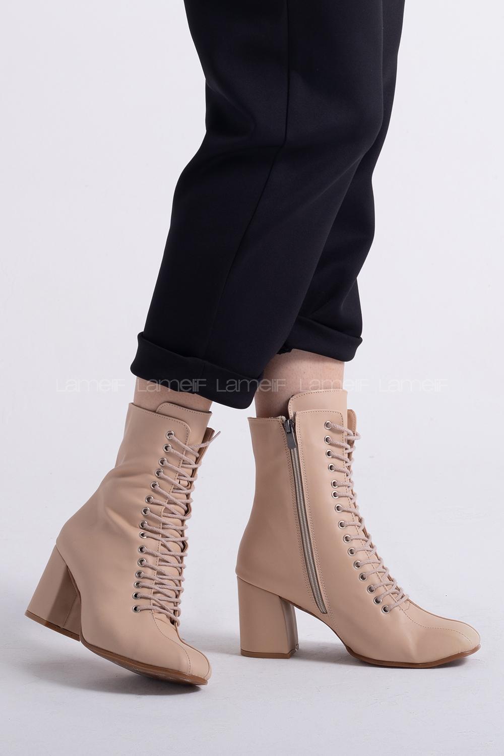 Modalamelif Küt Burun Çift Dikişli Ten Rengi Bot