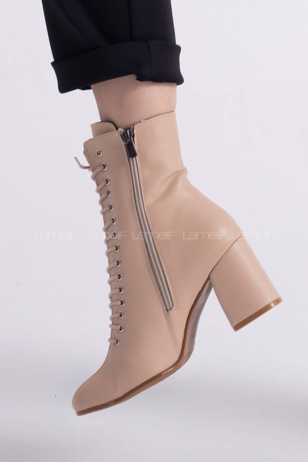 Modalamelif Küt Burun Çift Dikişli Ten Rengi Bot