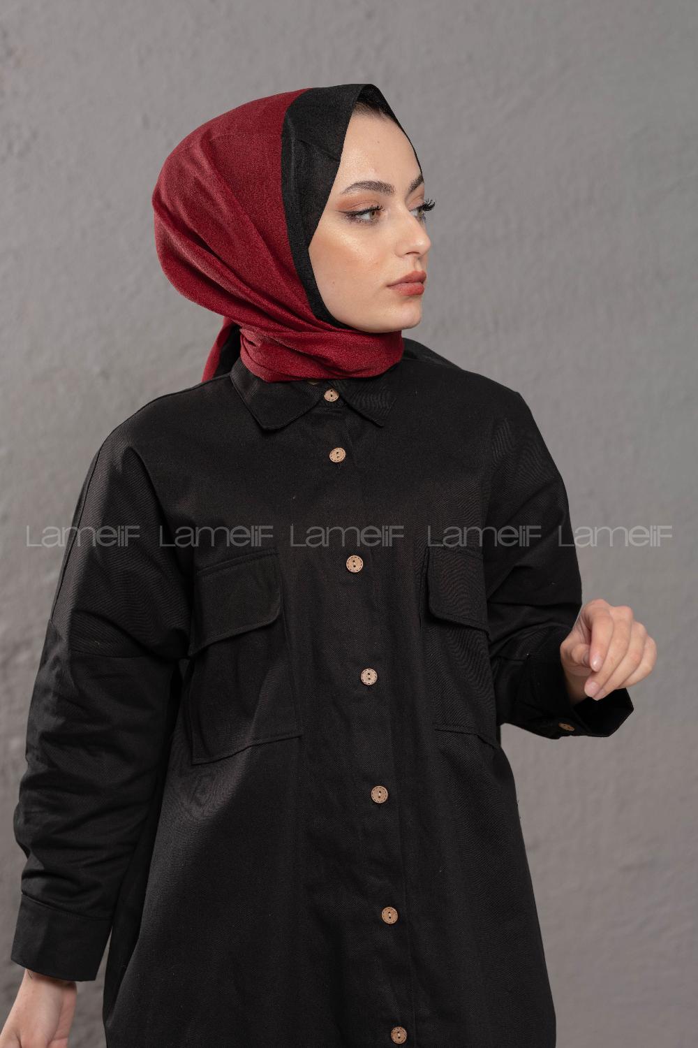 Modalamelif Acı Bordo Siyah Monogram Şal