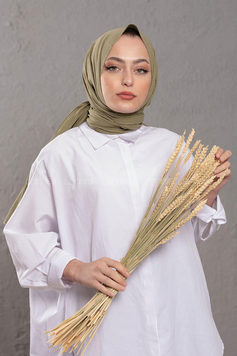 Modalamelif Açık Asker Yeşili Stor Desen Şal