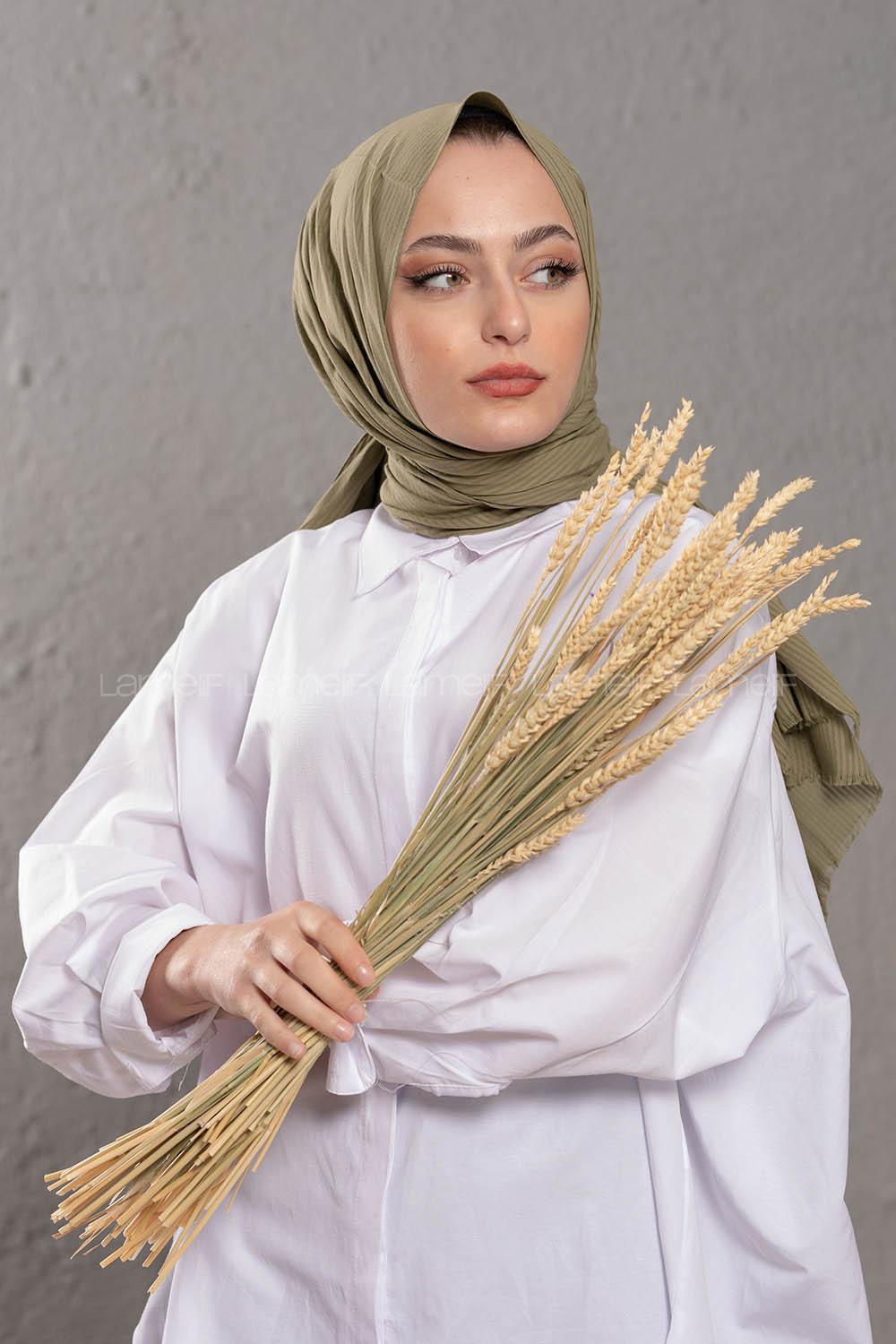 Modalamelif Açık Asker Yeşili Stor Desen Şal