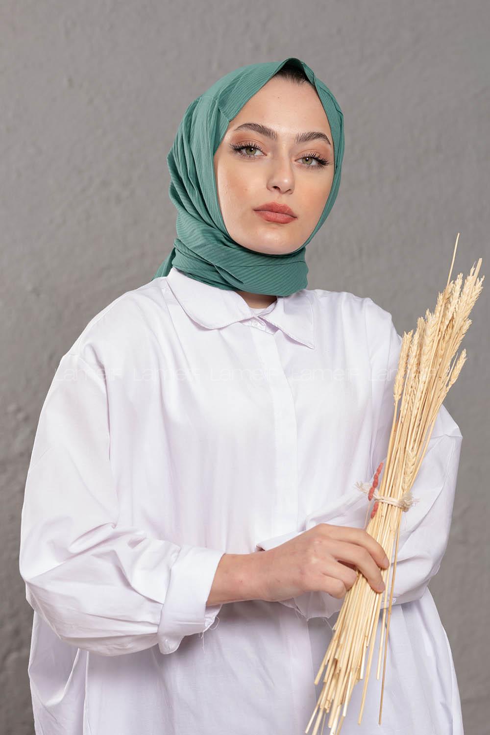 Modalamelif Acık Zümrüt Yeşili Stor   Desen Şal