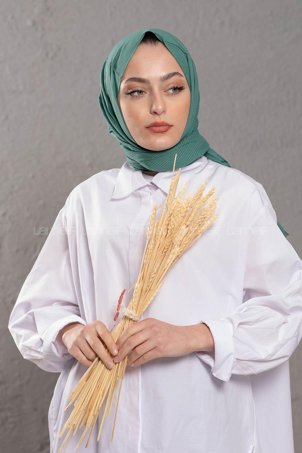 Modalamelif Acık Zümrüt Yeşili Stor   Desen Şal