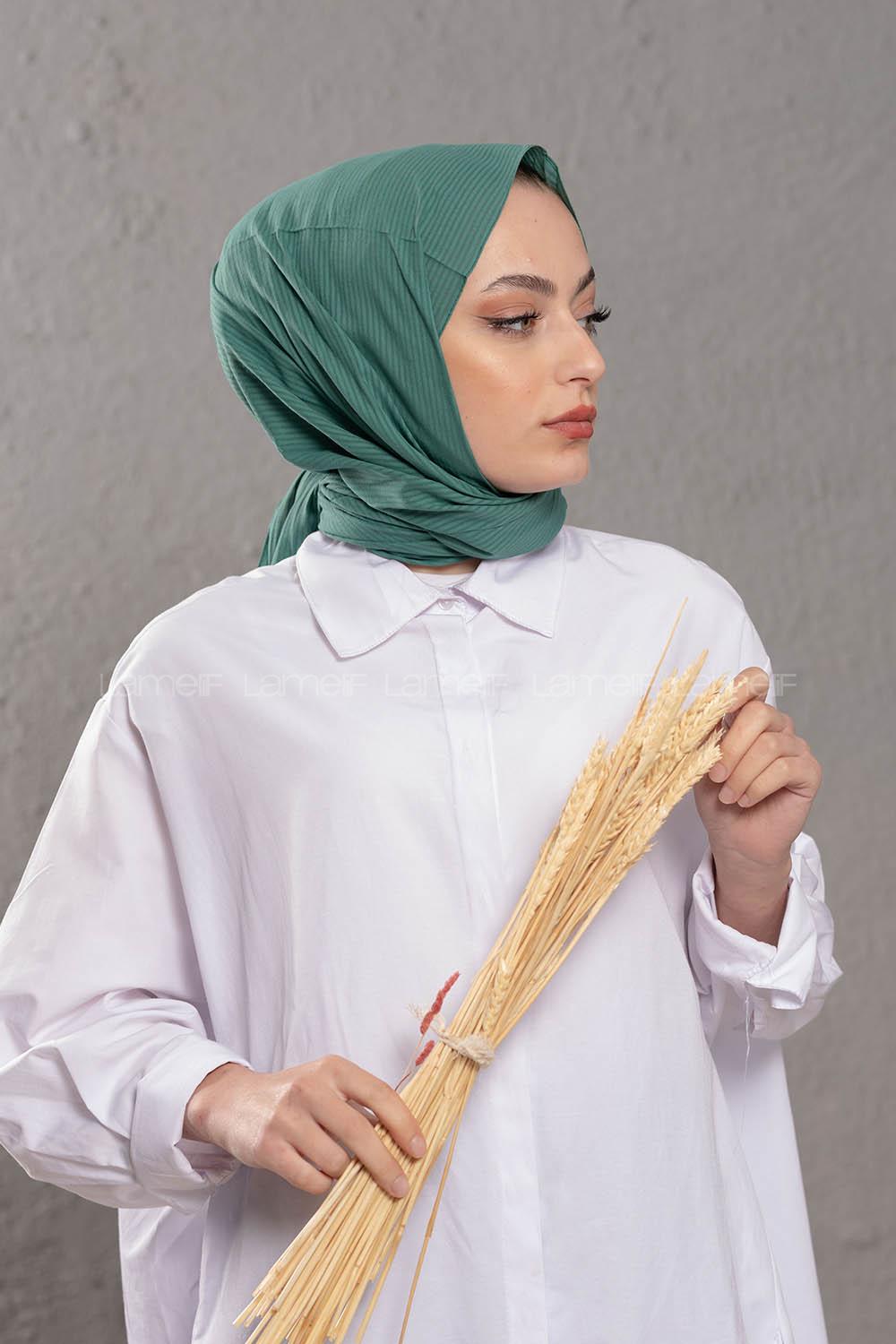 Modalamelif Acık Zümrüt Yeşili Stor   Desen Şal