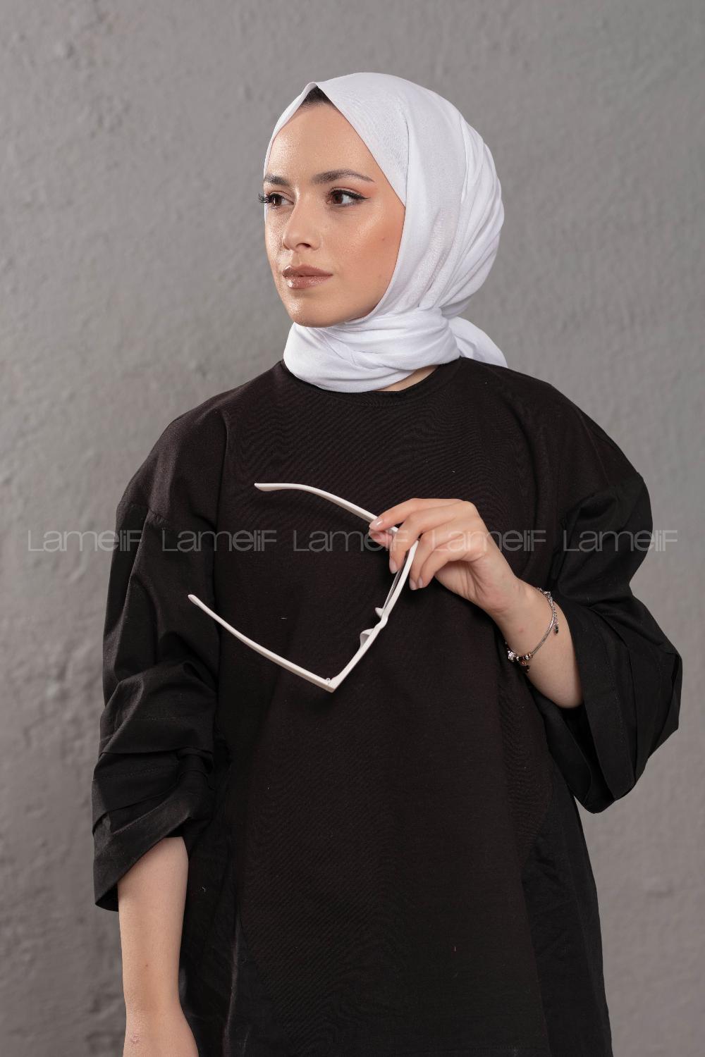 Modalamelif Beyaz  Pamuk Vual Şal