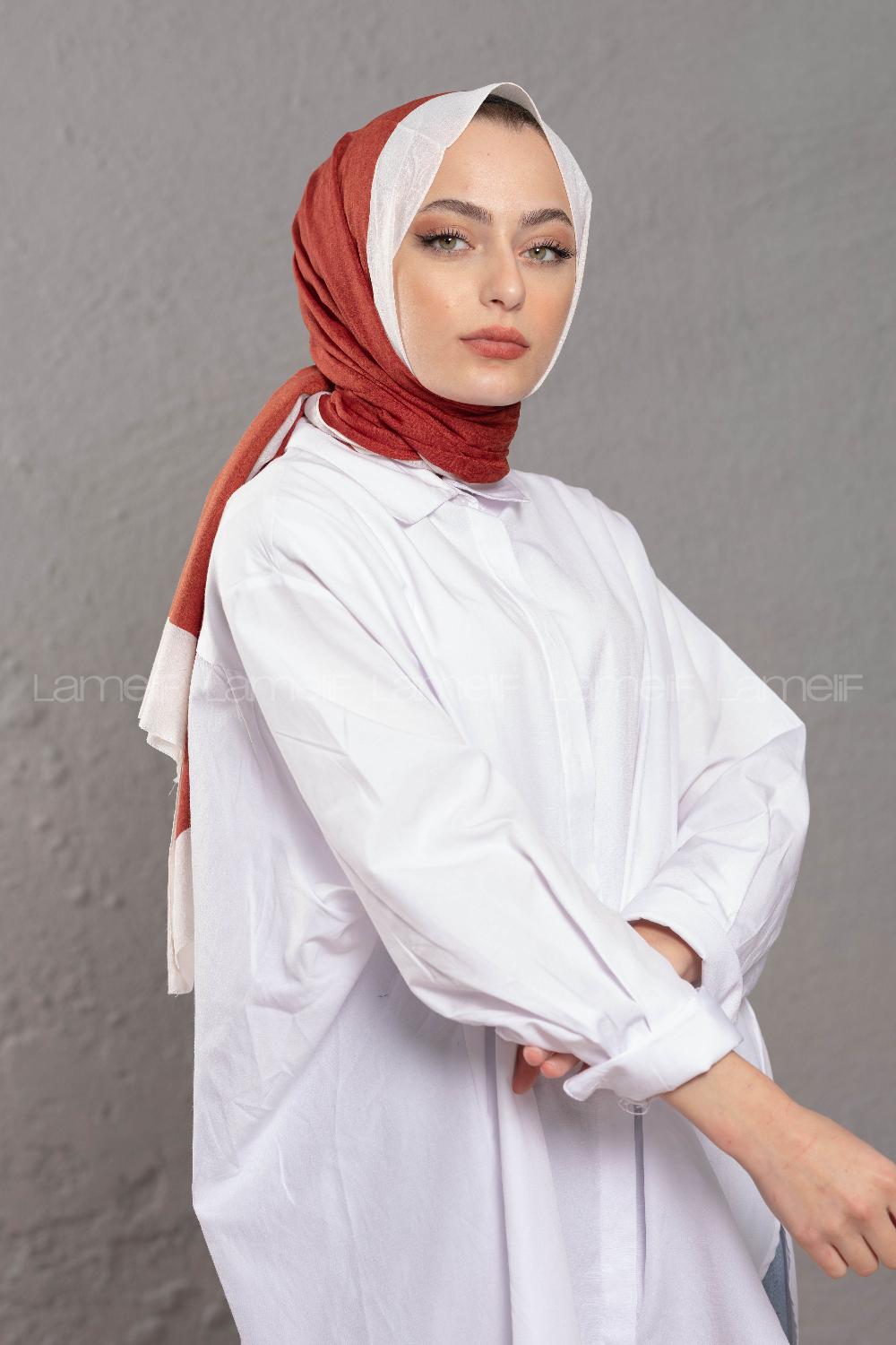 Modalamelif Kiremit Ekru Monogram Şal