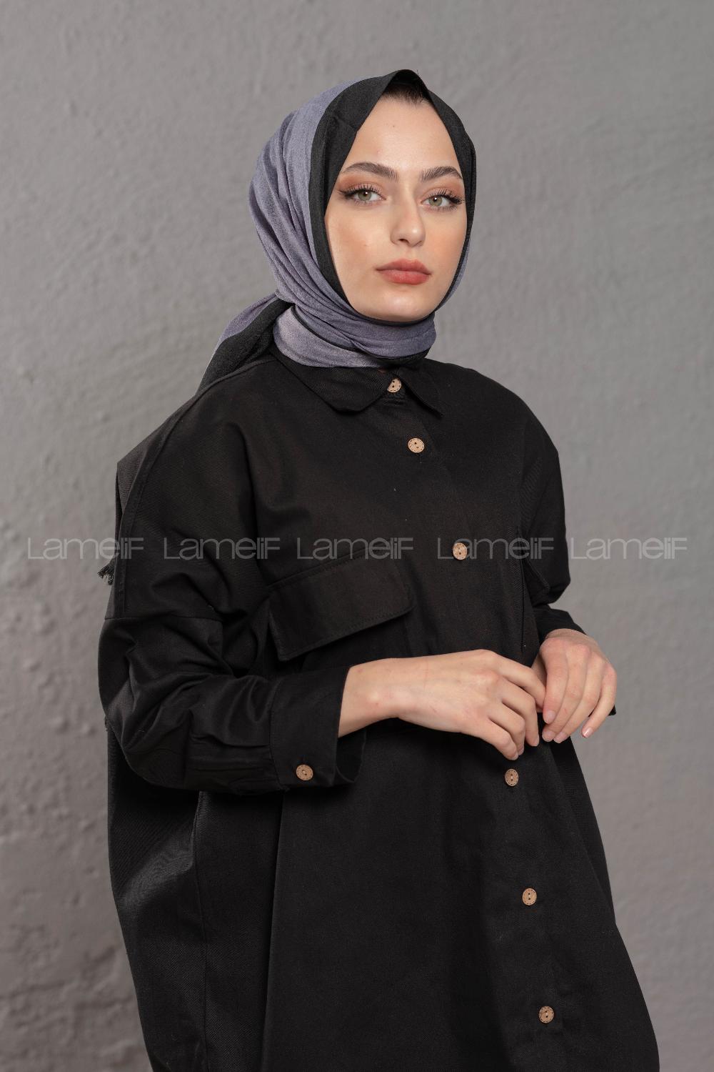 Modalamelif Kurşini Siyah  Monogram Şal