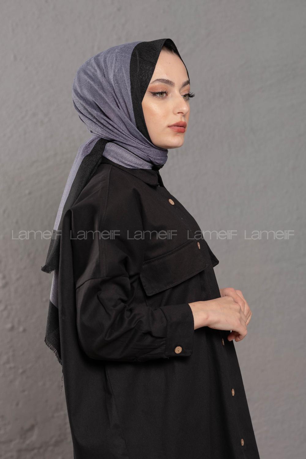 Modalamelif Kurşini Siyah  Monogram Şal