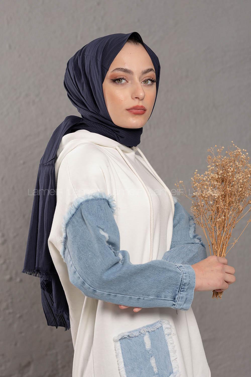 Modalamelif Lacivert Stor Desen Şal