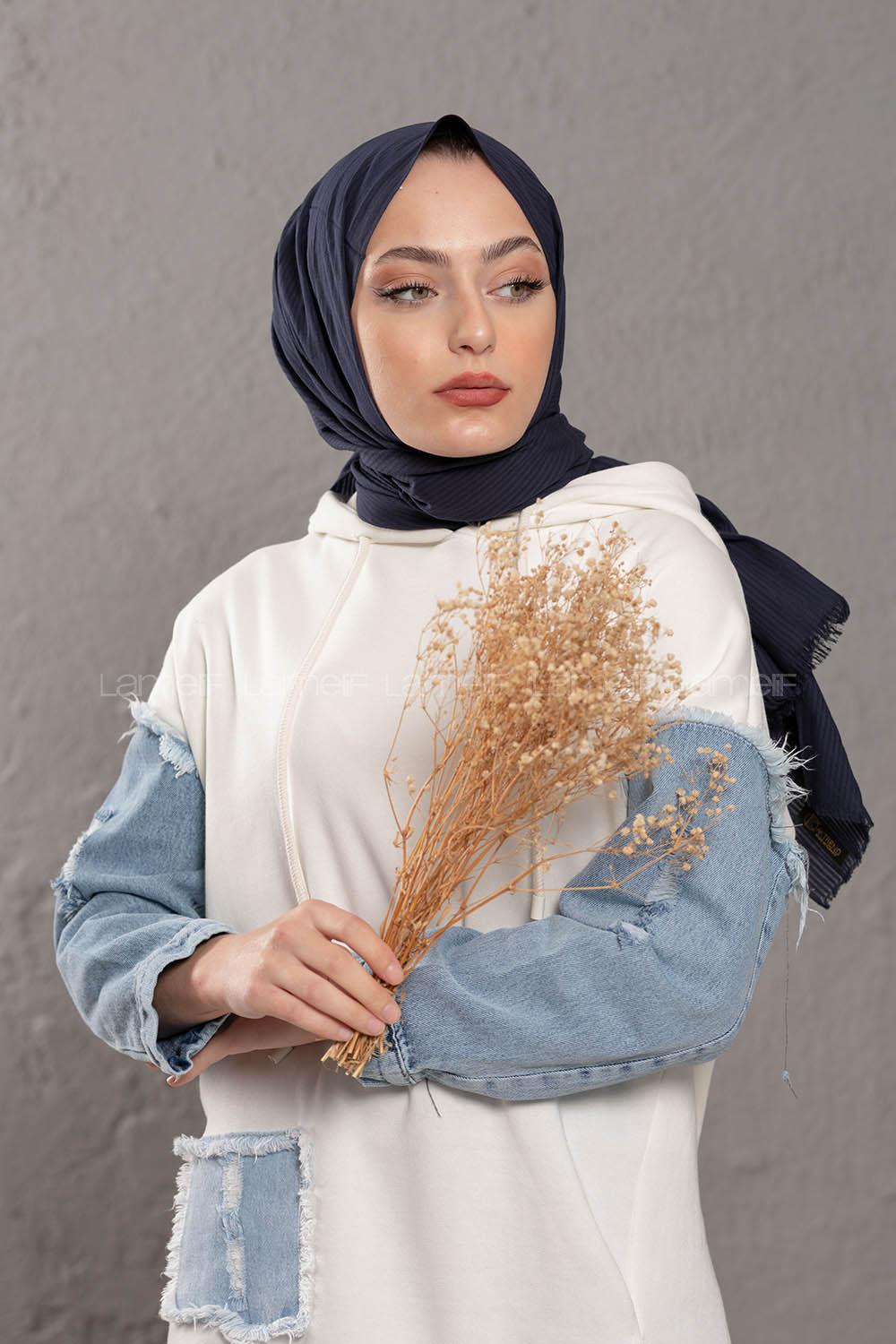 Modalamelif Lacivert Stor Desen Şal